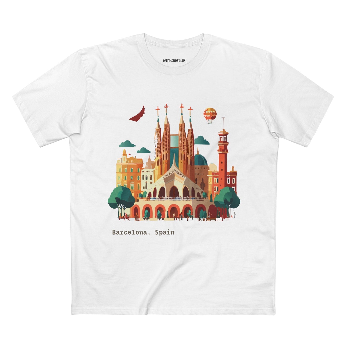 Barcelona Travel Shirt Unisex Cotton Art Tee Retro2Nova Premium Quality Original Art Design