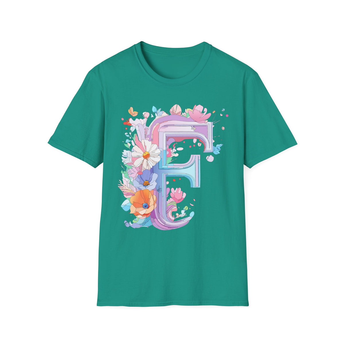 Floral Letter F T-Shirt | Watercolor Monogram Tee