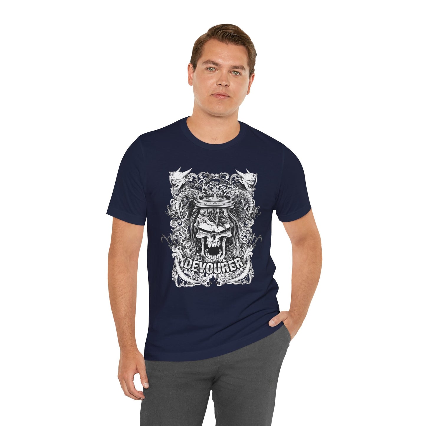 Gothic Skull Illustration Graphic Unisex Cotton T-Shirt r13