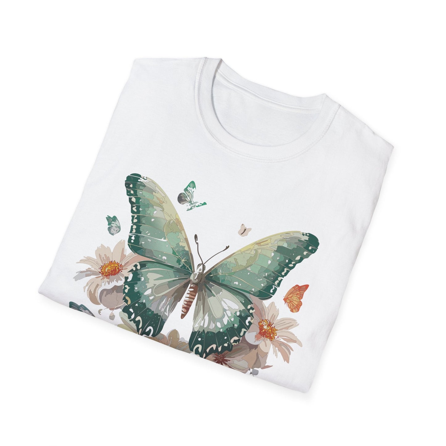 Butterfly T Shirt Unisex Softstyle Tee 100 Percent Ring Spun Cotton Monarch Design Premium Comfort
