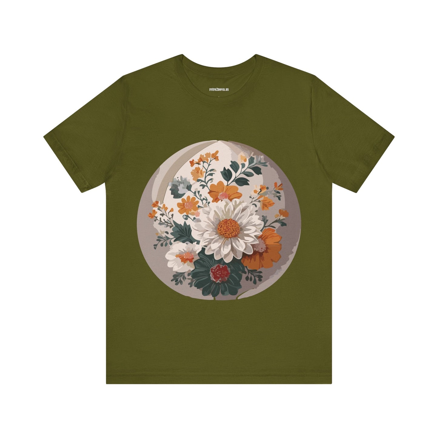 Retro2Nova Floral Shirt Unisex Jersey Short Sleeve Tee From Flowers Collection Free Shipping