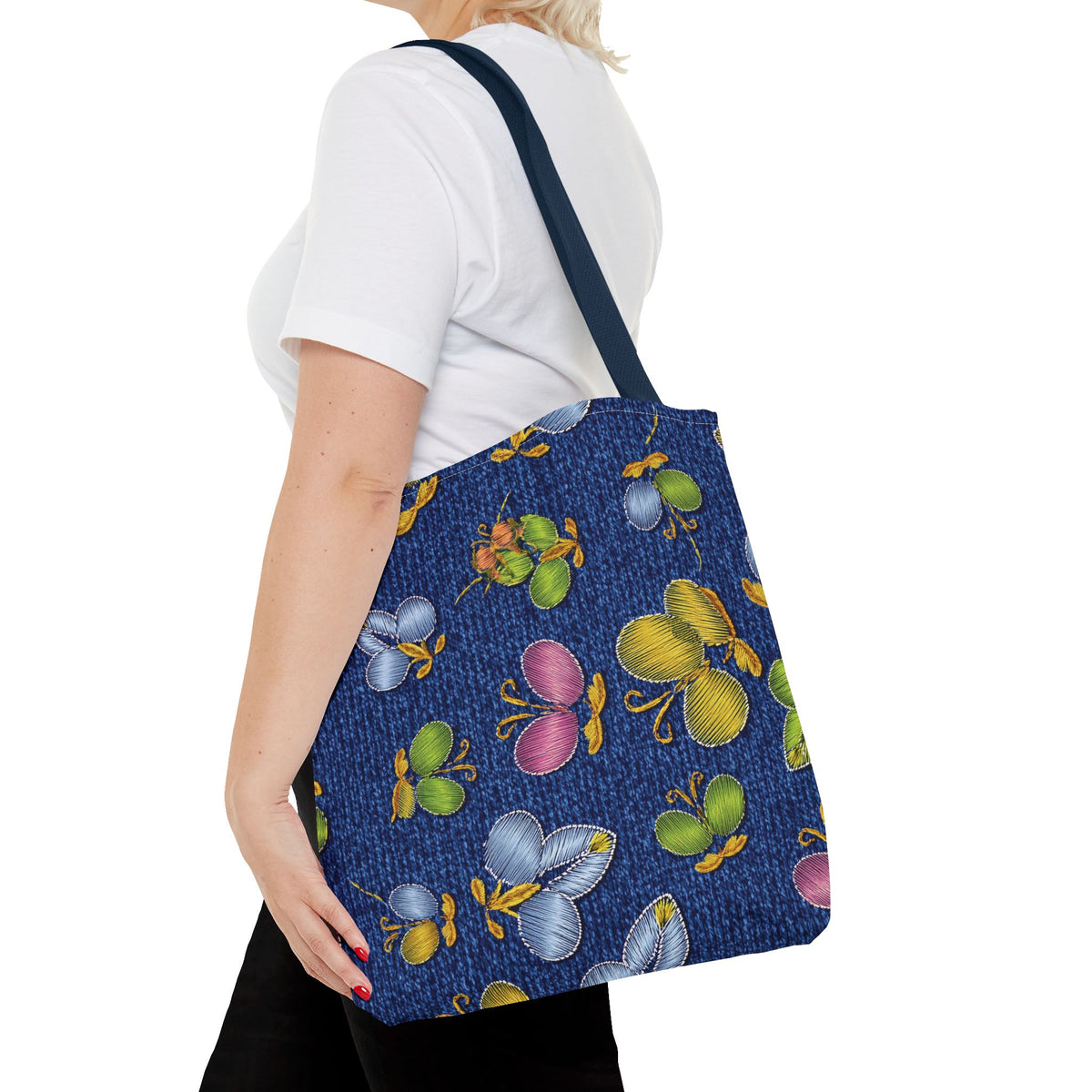 Denim Fabric Imitation Print Unisex Canvas Bag Poly Spun 3 Sizes Tote Bag 160