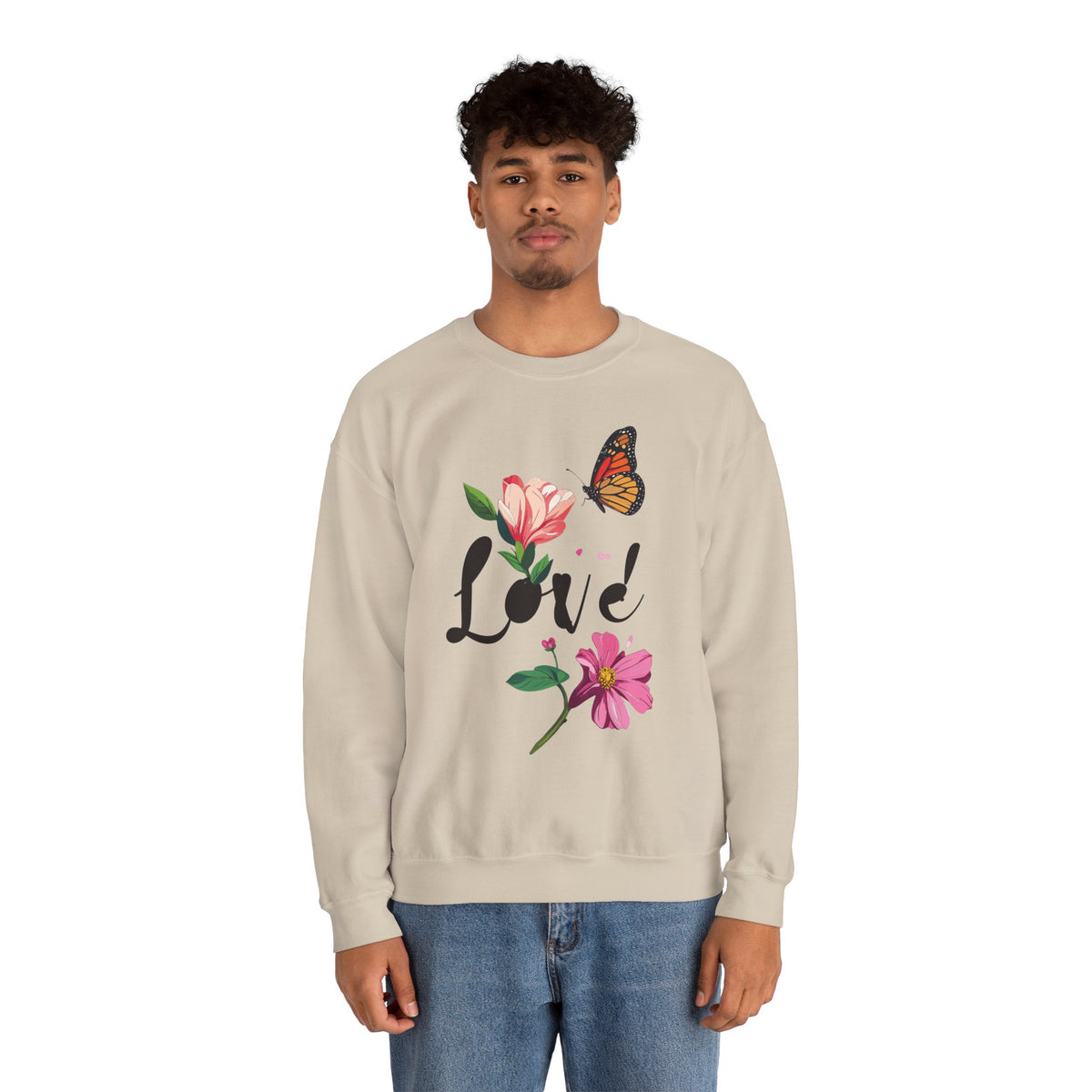 Floral Love Sweatshirt, Floral Butterfly Sweatshirt, Love Sweatshirt, Valentine's Day Sweatshirt, Floral Sweatshirt 120