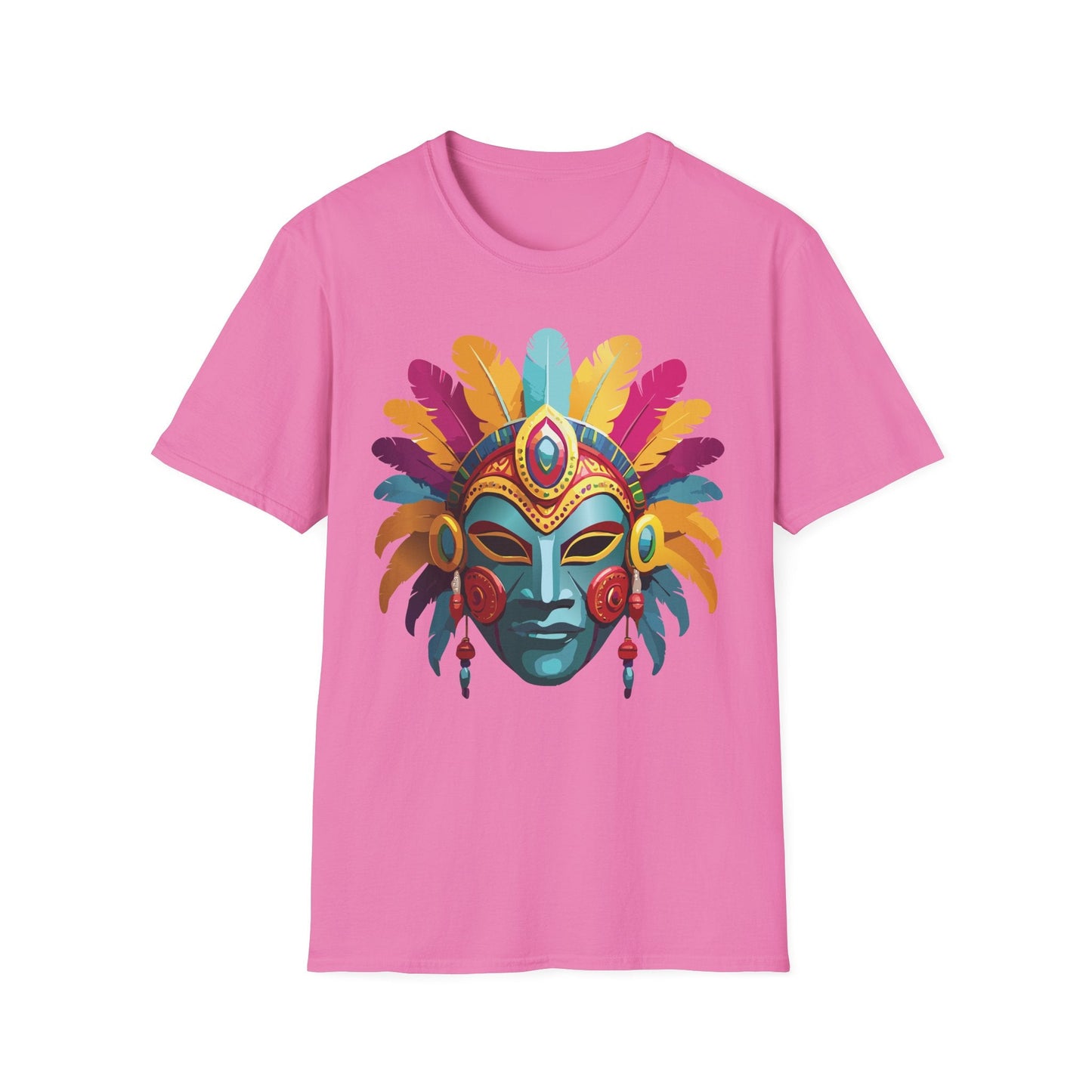 Mask Tee Shirt Unisex Short Sleeve Graphic Tee Masquerade Design 100 Percent Ring Spun Cotton