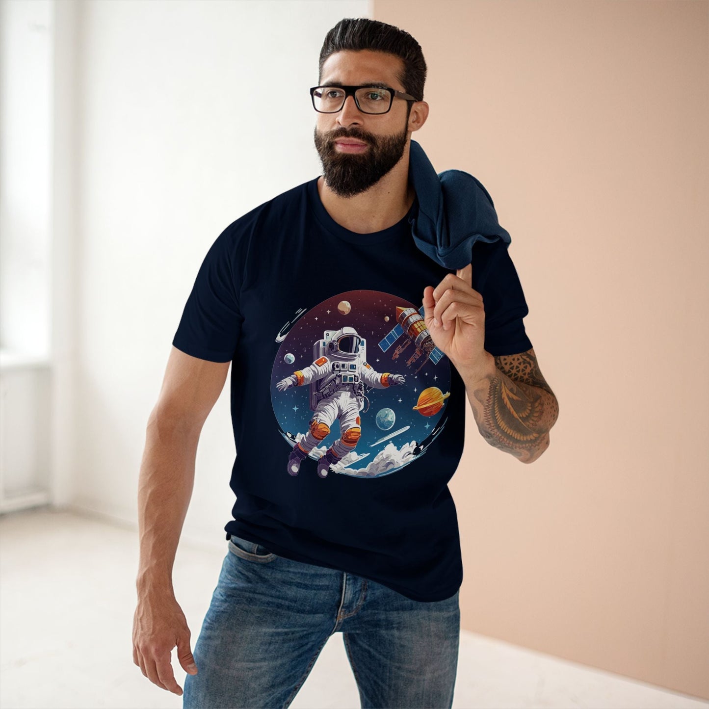 Cosmos Astronaut Shirt CS34 Unisex Premium Cotton Staple Tee With Original Art Design Retro2Nova