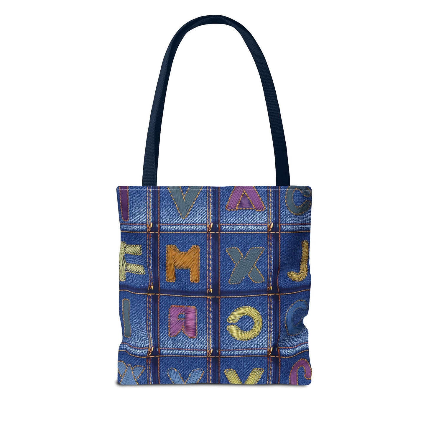 Denim Fabric Imitation Print Unisex Canvas Bag Poly Spun 3 Sizes Tote Bag 187-5