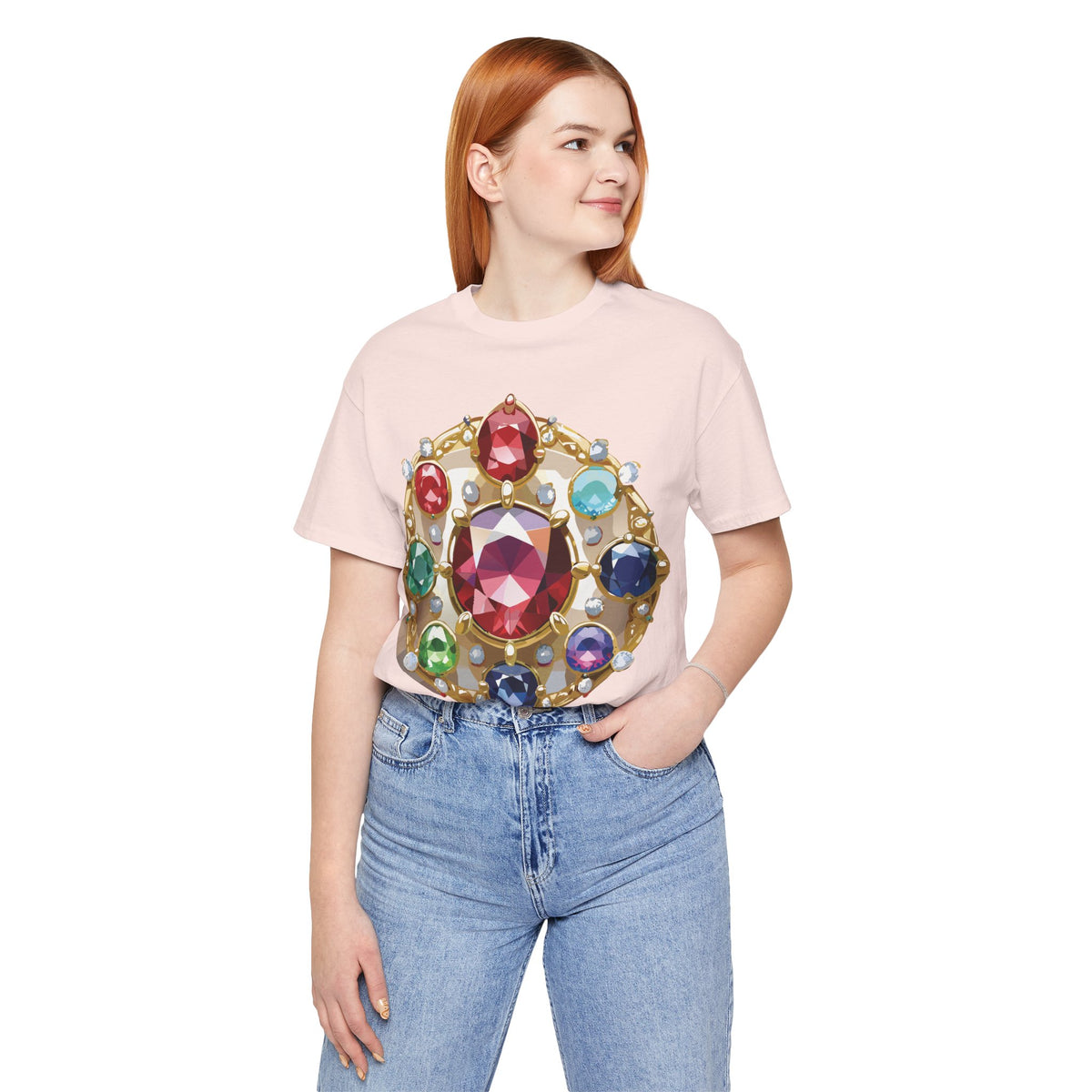 Jewelry Graphic Unisex Cotton Bella+Canvas Tee with Gemstones Art Design m34