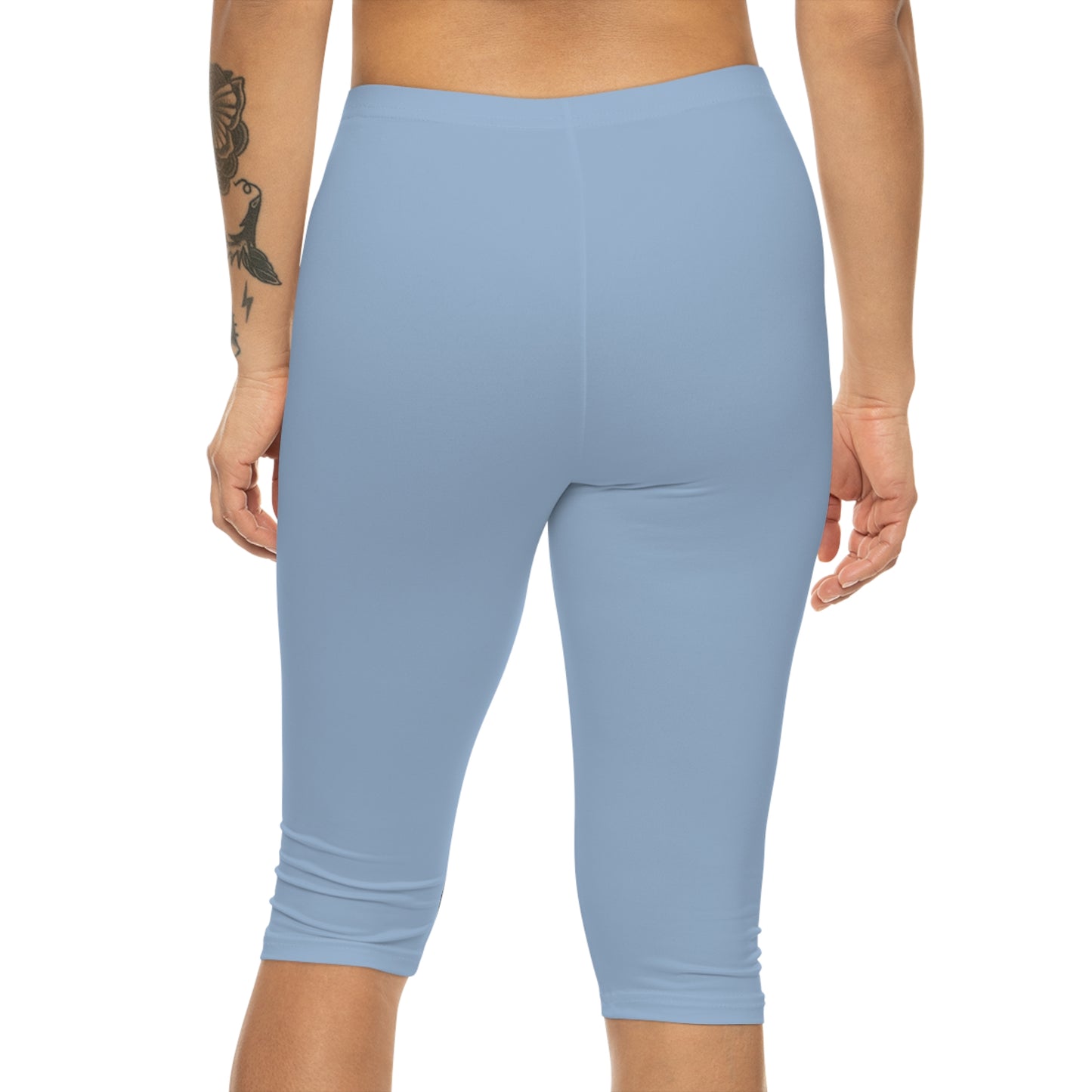 Hope Blue Color Women's Brushed Suede Poly Span Casual Capri Leggings XS-2XL