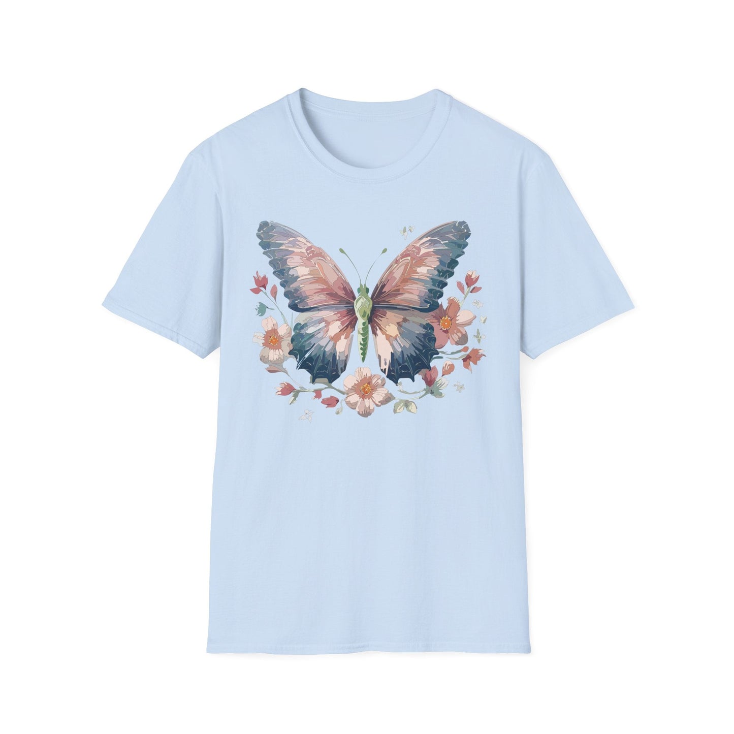 Butterfly Print T Shirt Monarch Unisex Gildan Softstyle 64000 Cotton Tee For Everyday Comfort