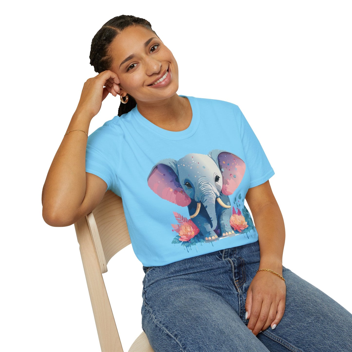 Elephant T Shirt For Adults Unisex Gildan Softstyle 64000 100 Percent Ring Spun Cotton Tee