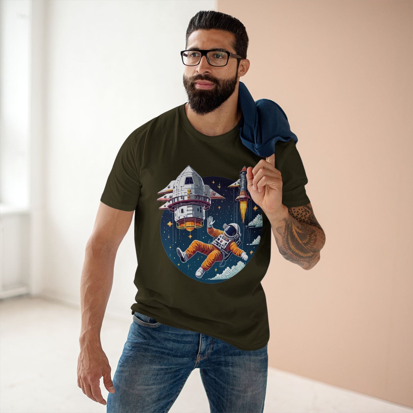 Cosmos Astronaut Shirt Unisex Premium Cotton Tee With Original Retro Art Design Collection