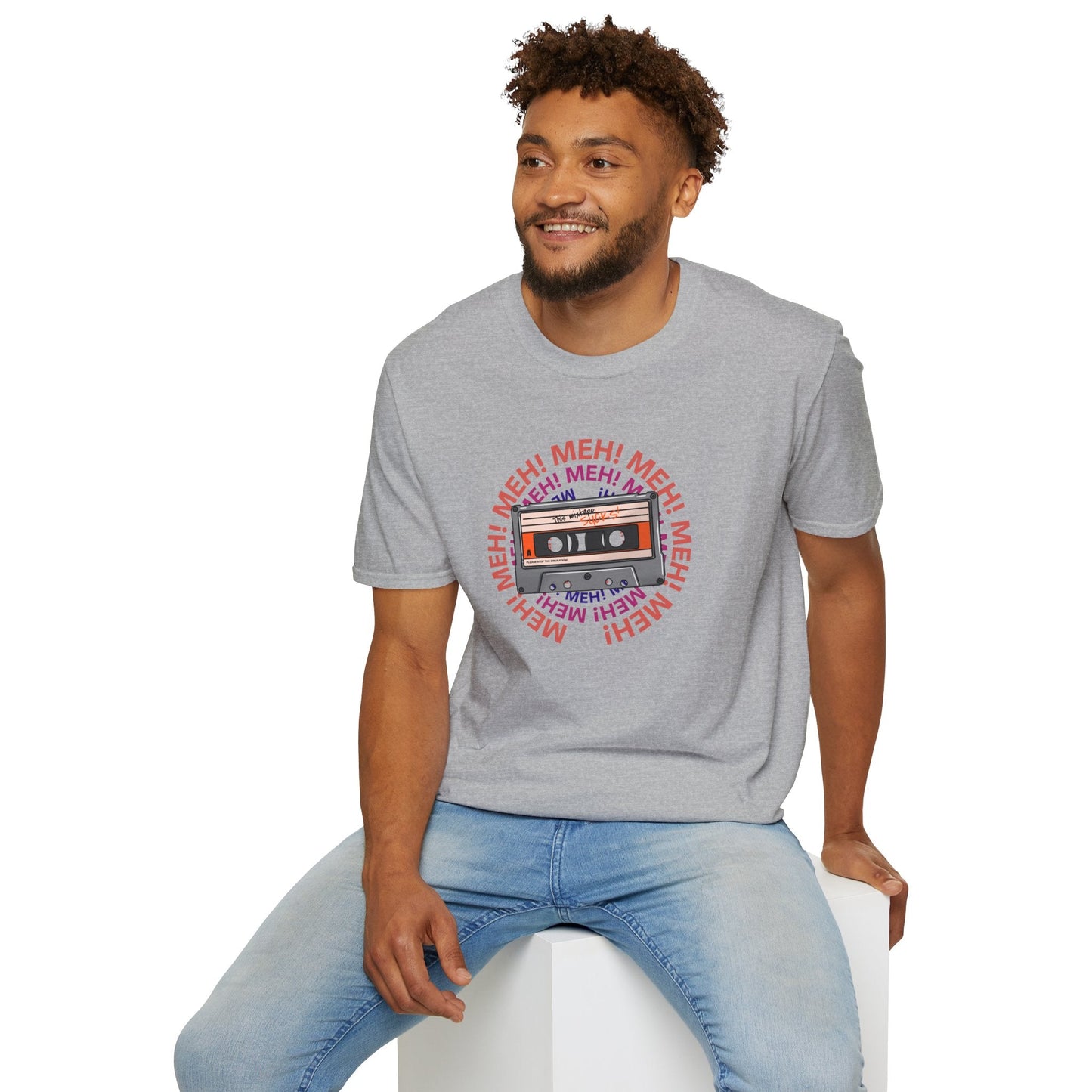 Cassette Tape Meh Graphic T-Shirt Unisex Cotton Retro Funny Music Tee