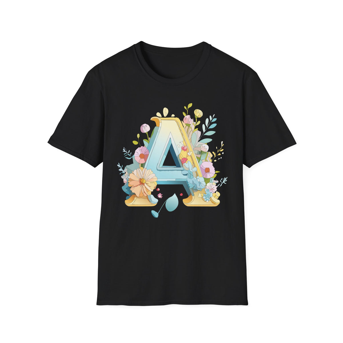 Floral Letter A T-Shirt | Monogram Initial Tee