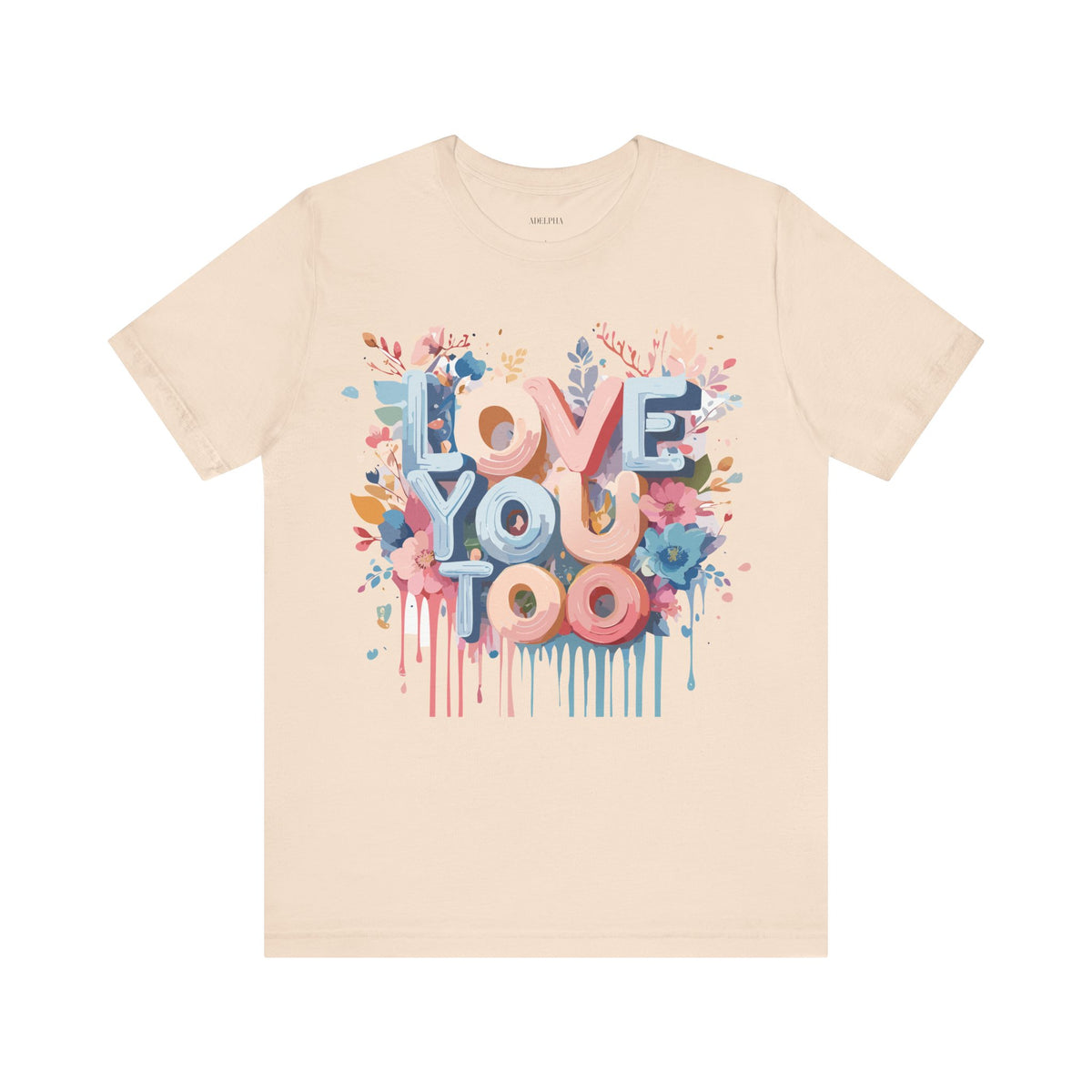 Valentine's Day Graphic Unisex Cotton Bella+Canvas Tee with Floral Art Design d97