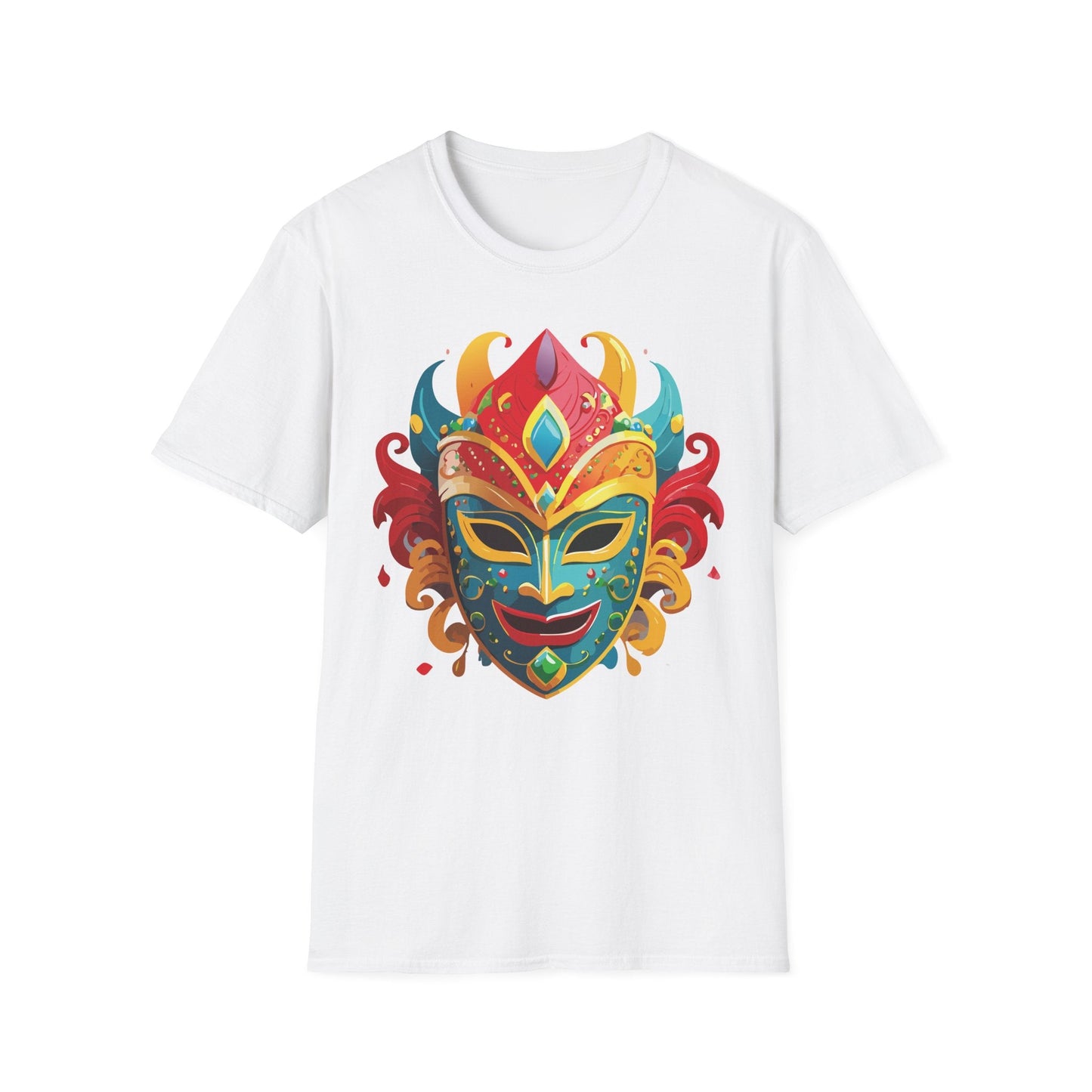 Unisex Mask Tee Shirt Gildan Softstyle 64000 Ring Spun Cotton Breathable Masquerade Design