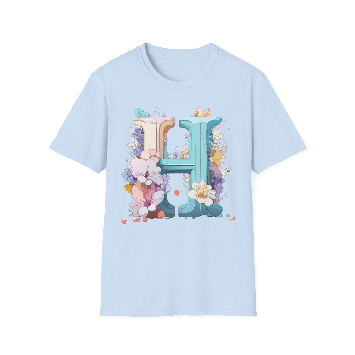 Floral H Monogram T-Shirt | Letter H Floral Initial Tee