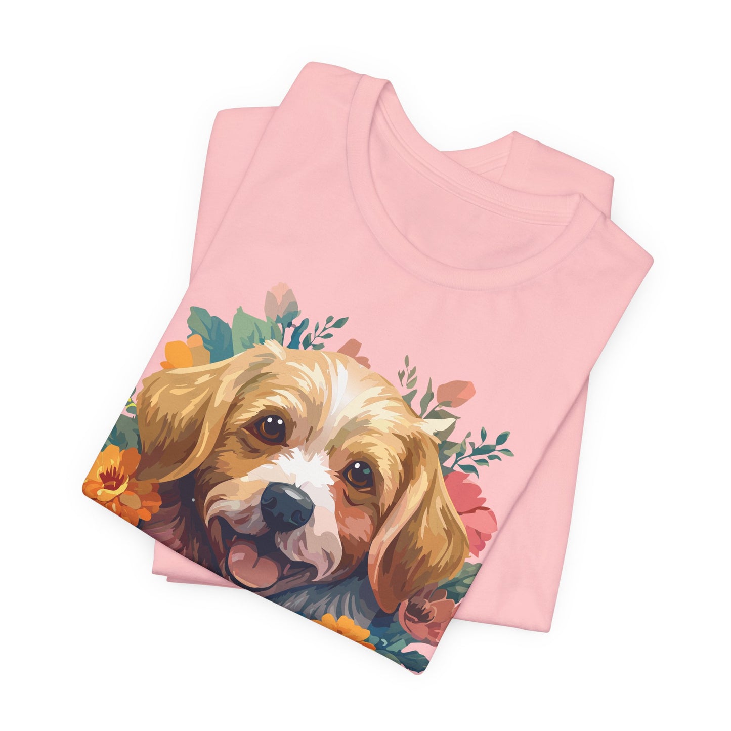 Floral Dog Tee, Animal Shirt, Dog Shirt, Floral Tee, Flower T-shirt, T-Shirt with Animal, Summer Top with Art Design