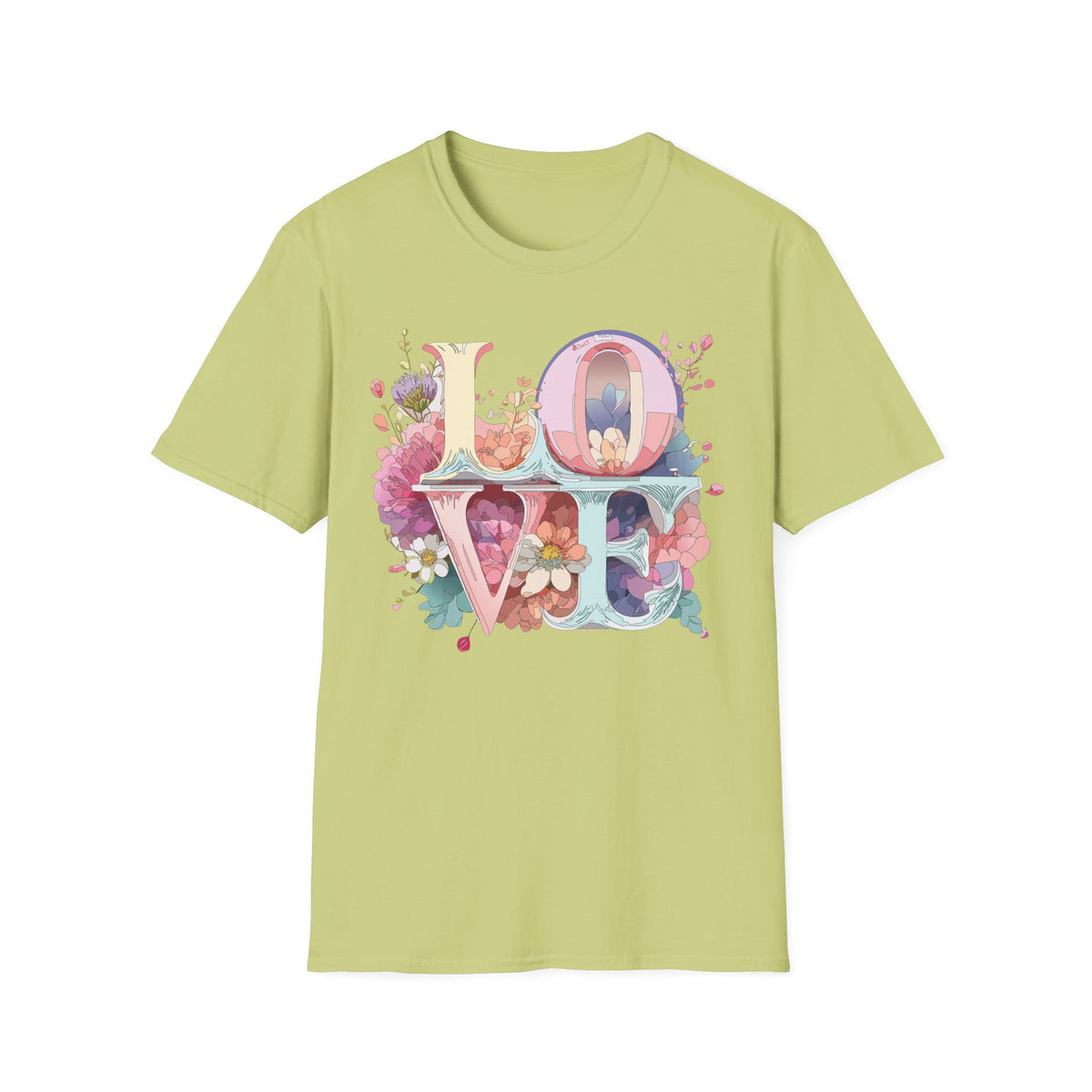 LOVE floral letter tee, T-Shirt | pastel bloom typography
