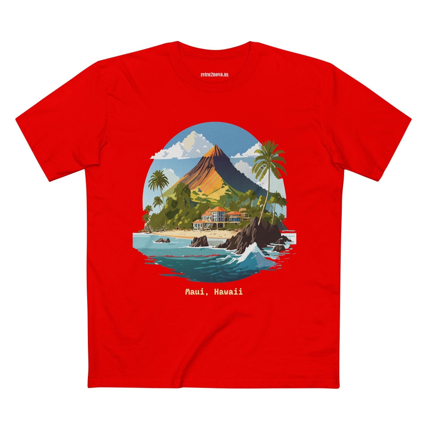 Retro2Nova Unisex Premium Cotton Art Tee Travel Shirt Hawaii Design Comfortable Everyday Tee