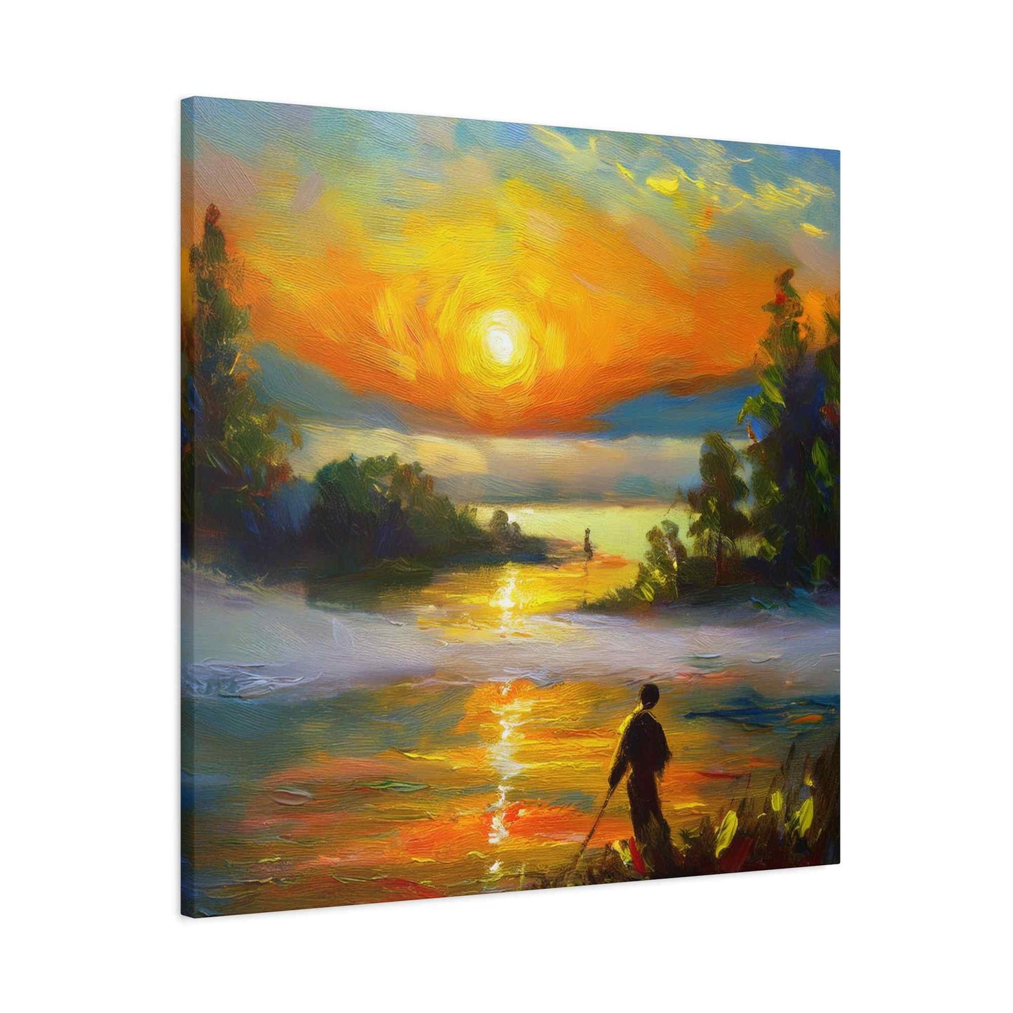 Sunrise Print Canvas, Oil Paint Print 20x20, 24x24, 30x30, 32x32, 36x36 Art Design Print Pine-Wood Inner Frame MC-40