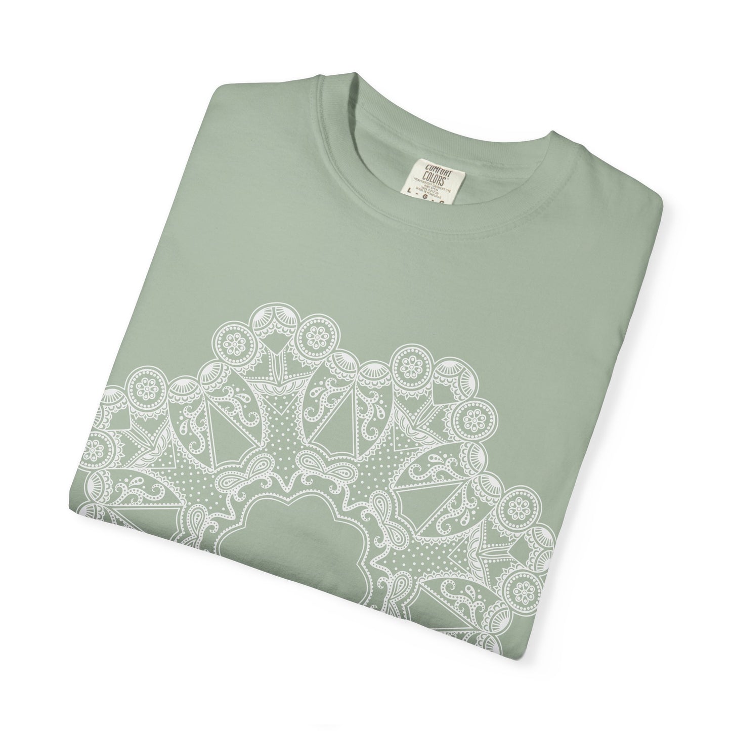 Unisex Garment Dyed Cotton T-Shirt with Mandala Graphic Design