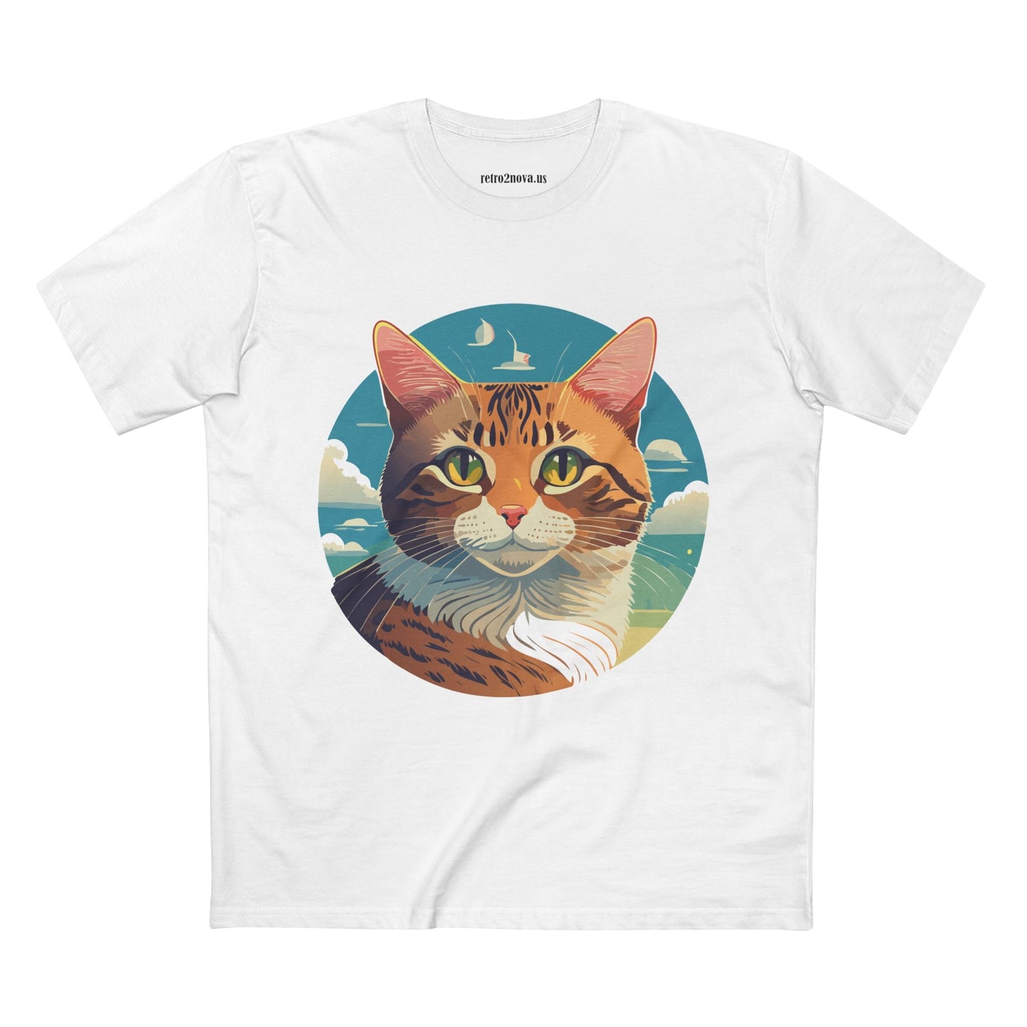 Unisex Premium Cotton Staple Tee With Original Cat Art Design Featuring Retro2Nova Logo And Everyday Comfort