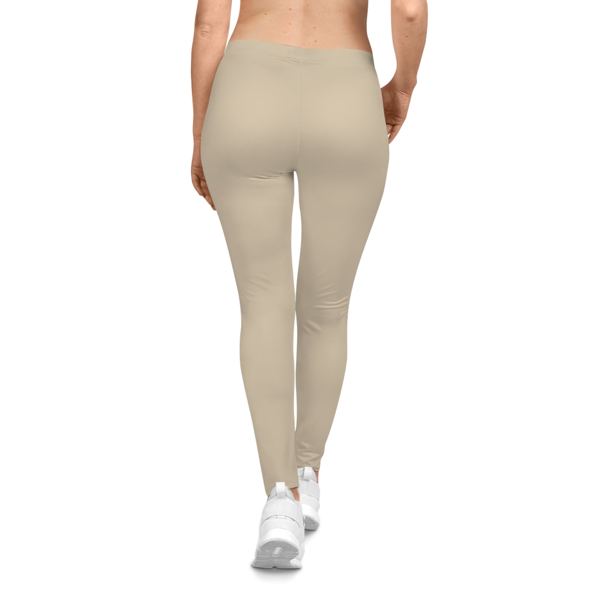 Pale Oak Beige Color Women's Poly-Span Casual Leggings XS-2XL