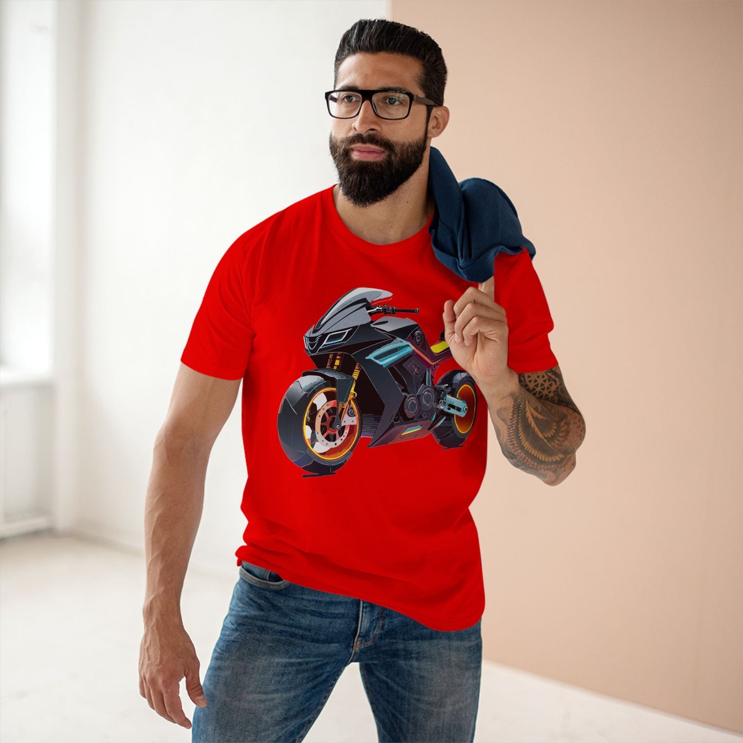 Moto Bike Graphic Unisex 100 Cotton Staple Tee 34