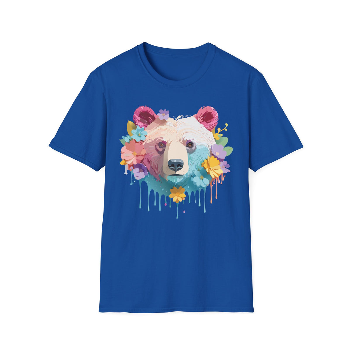 Colorful Floral Bear T-Shirt | Watercolor Drip Bear Tee