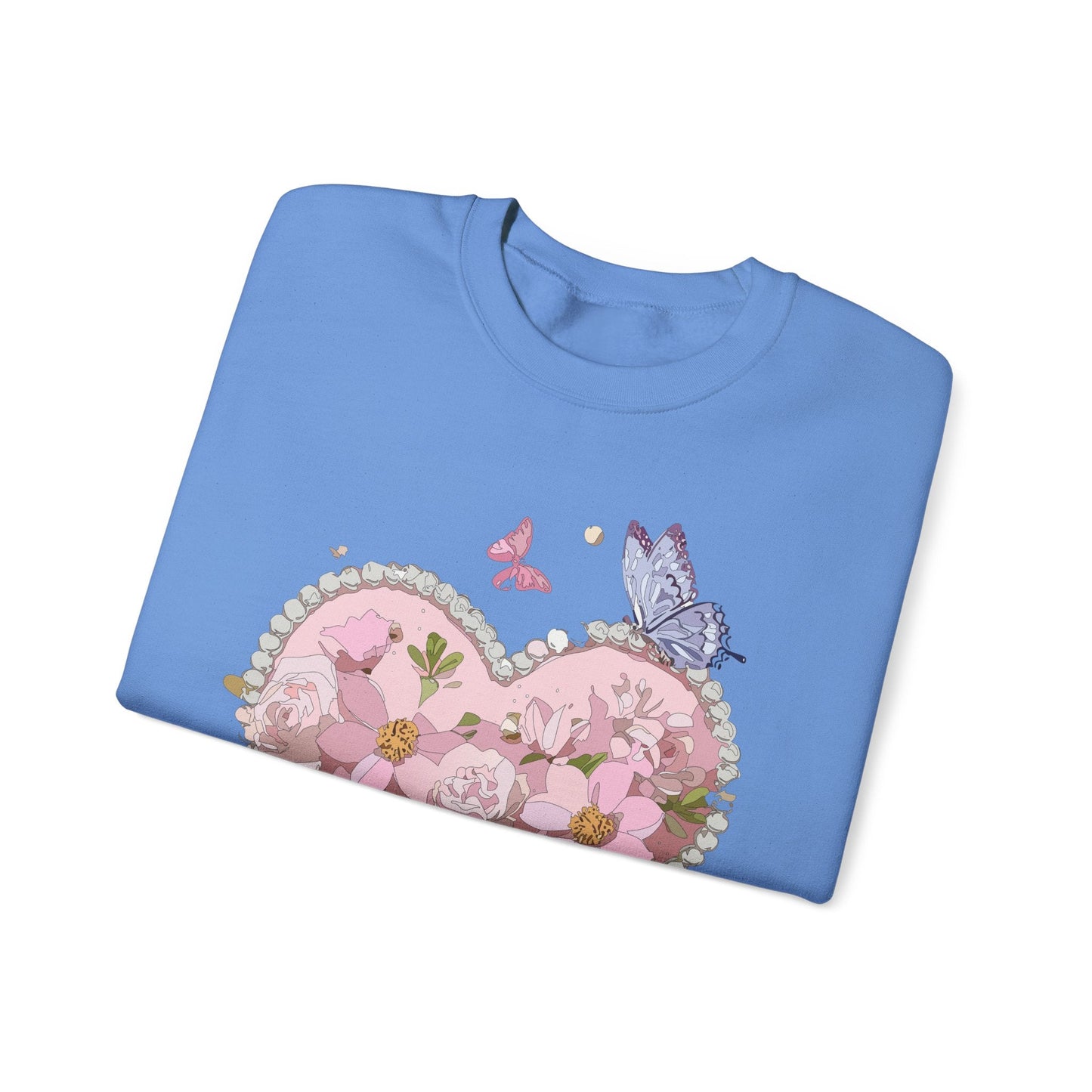 Floral Heart Sweatshirt for Unisex Valentines Day Crewneck Heart Floral Print Gift