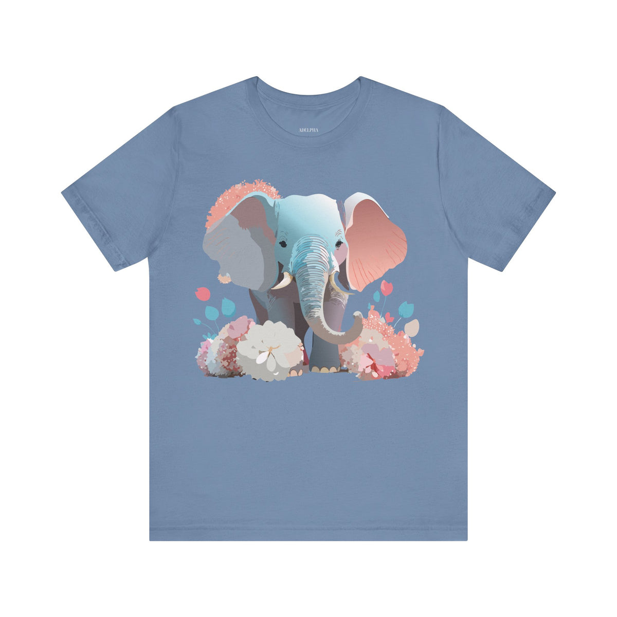 Elephant Graphic Unisex Cotton Bella+Canvas Tee with Art Animal Design d16