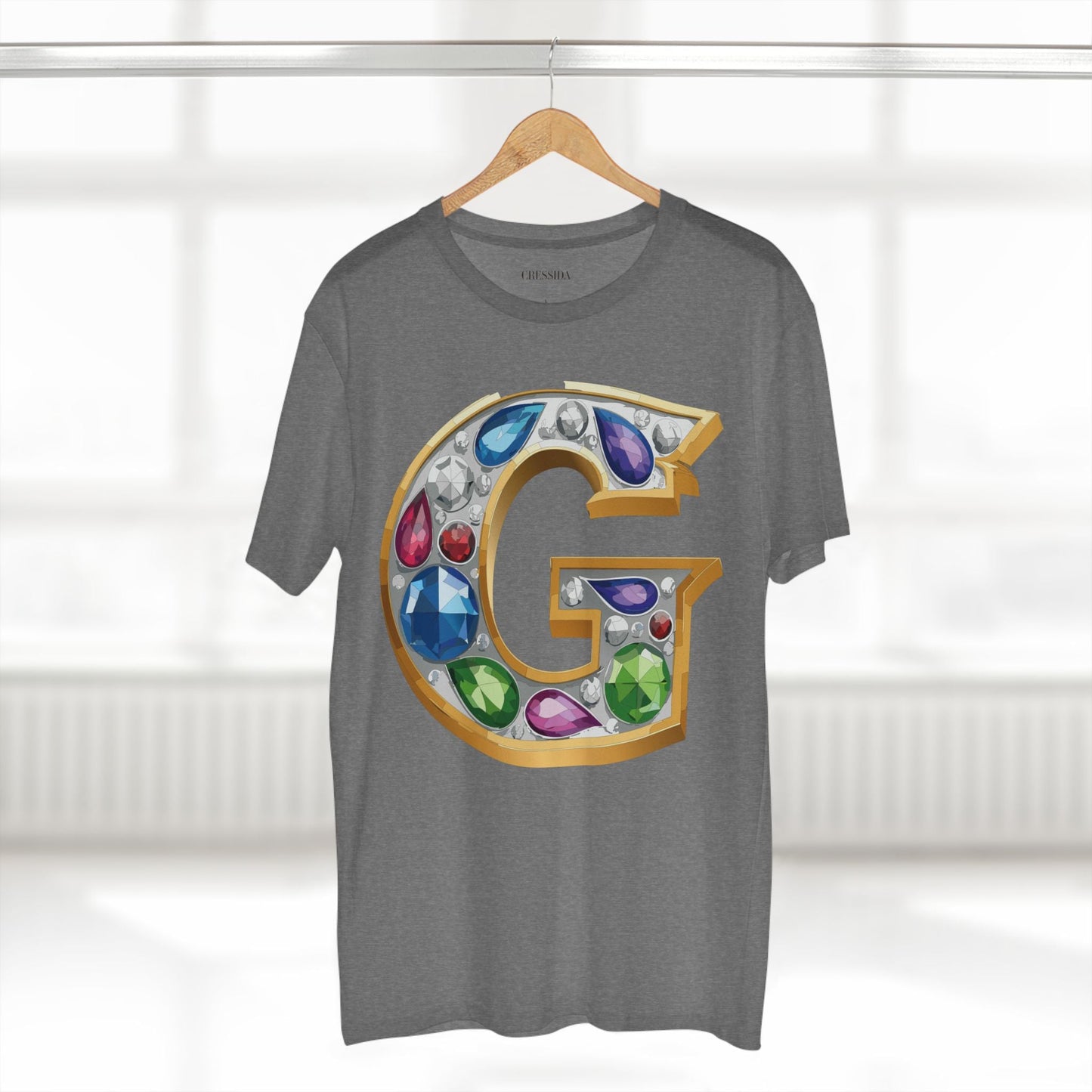 Letter G Graphic Design Tee Unisex 100 Cotton With Antique Gold Letters Artwork T-Shirt