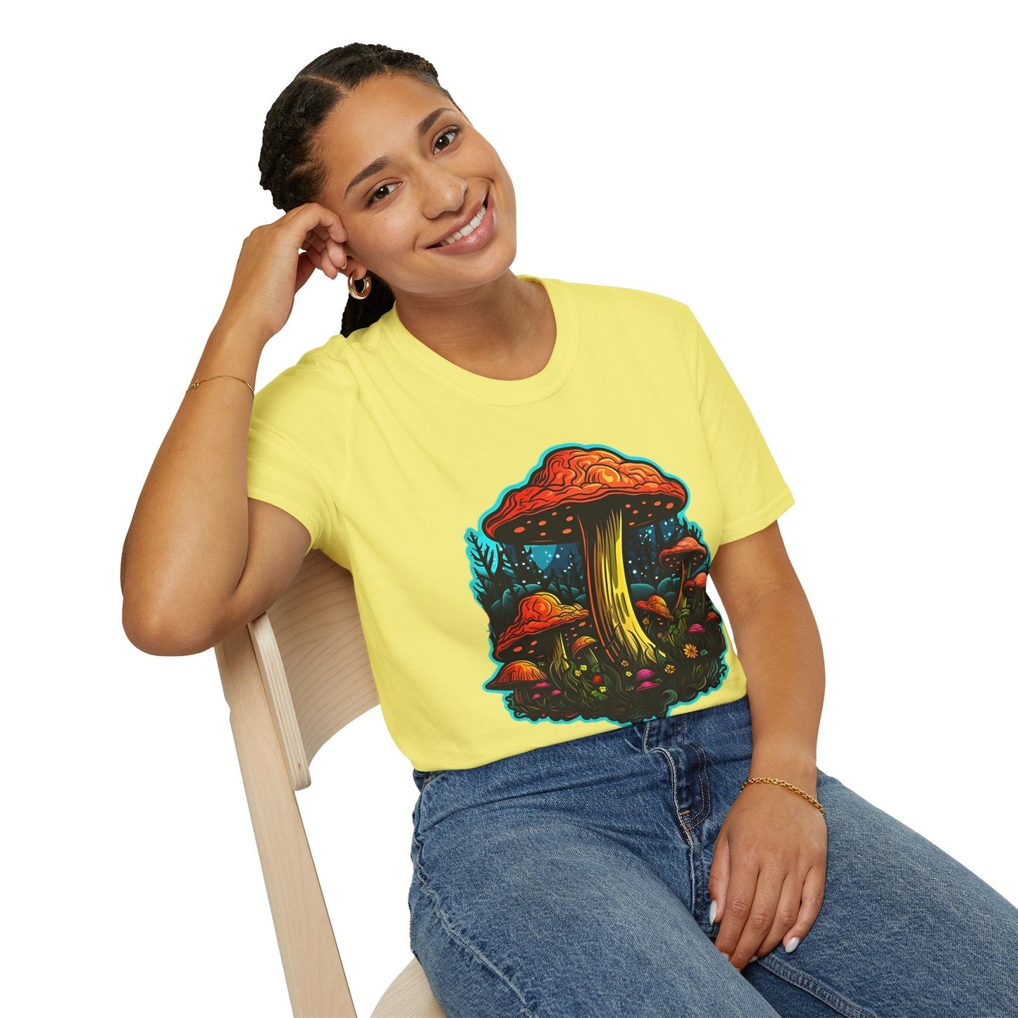Mashroom Tee Shirt Unisex Softstyle 64000 With Funny Mashroom Fungus Graphic Design