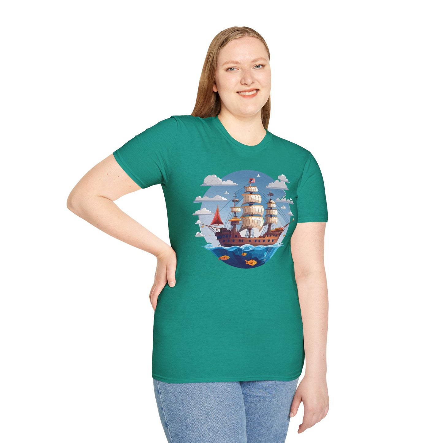 Ship T Shirts Frigate T Shirts Vessel Tee Shirt Unisex Softstyle Cotton Tee Gildan 64000