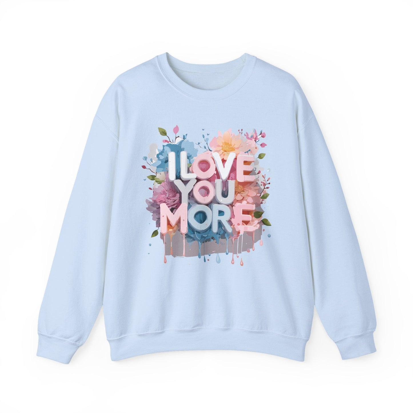 Floral Love Sweatshirt Unisex Heavy Blend Crewneck Valentines Day 50 50 Cotton Polyester Gildan 18000