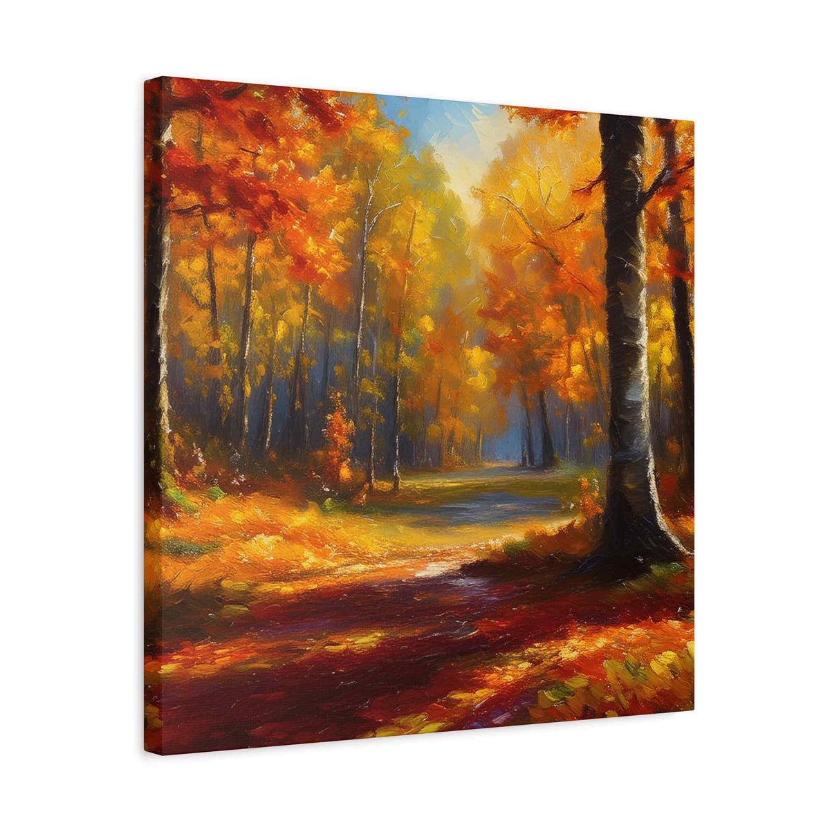 Fall Forest Print Canvas, Oil Paint Print 20x20, 24x24, 30x30, 32x32, 36x36 Art Design Canvas Pine-Wood Inner Frame MC-101