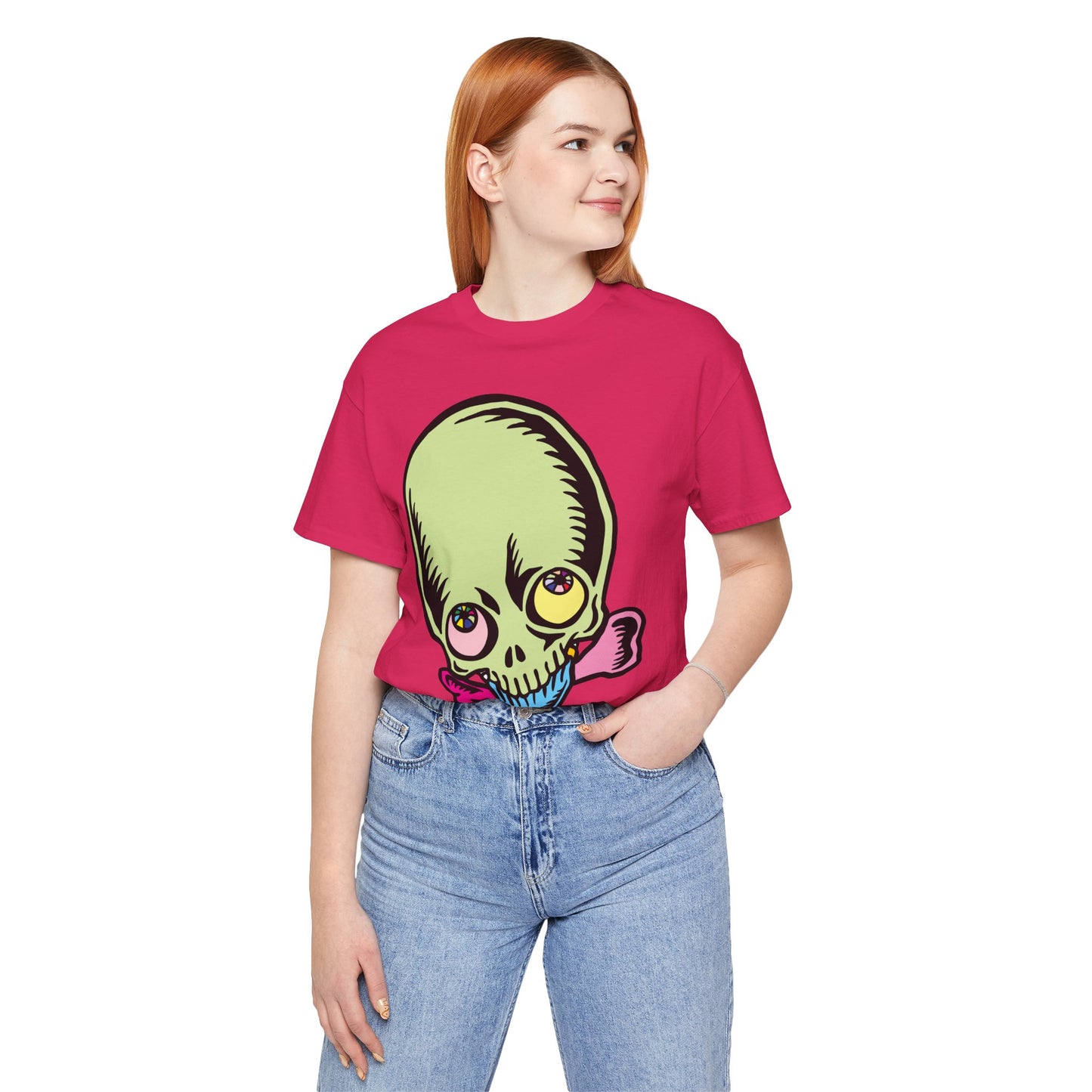 Lt Green Skull Graphic Design Tee, Skull Shirt, Vintage Tees, Art Design T-Shirt, Vintage Graphic Tee, Art Shirts with Skulls