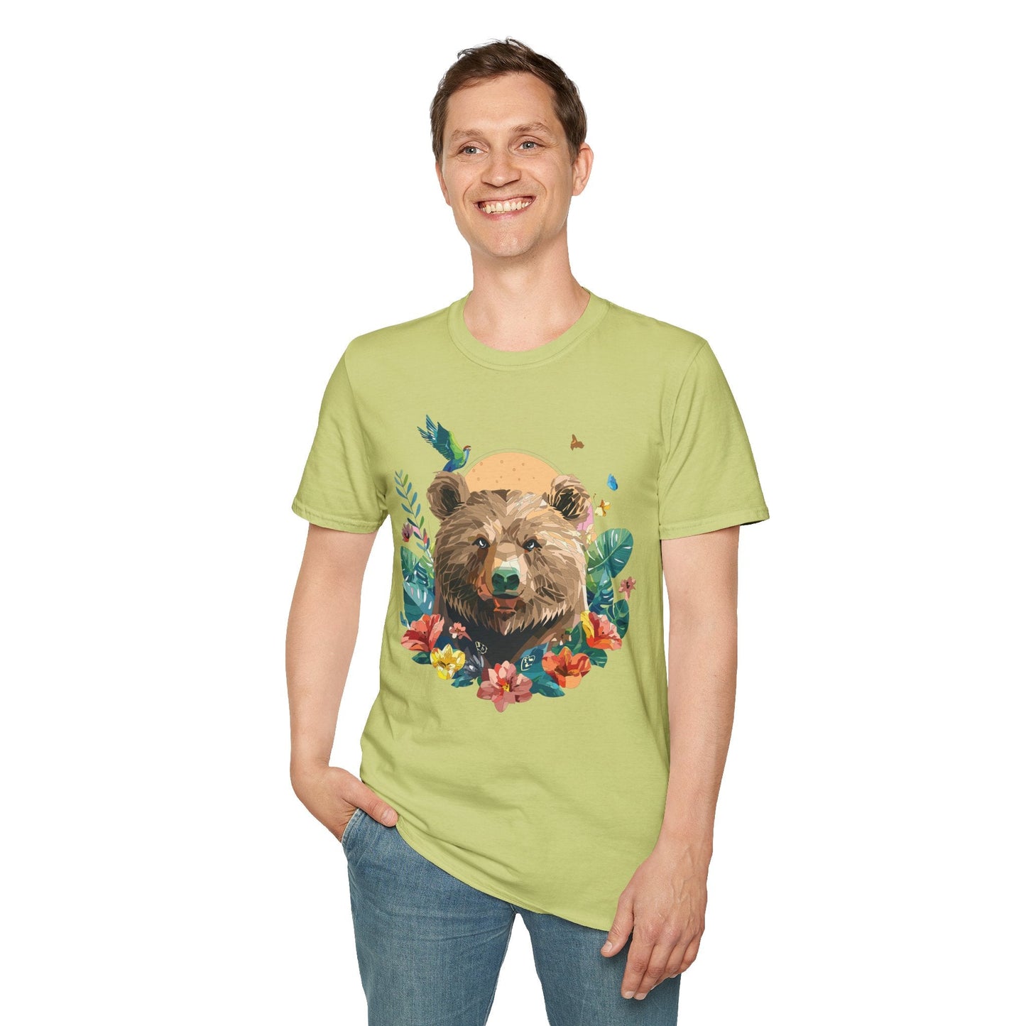 Bear T Shirt Unisex Graphic Tee Bear Lover Gift 100 Percent Ring Spun Cotton Softstyle 64000 Gildan
