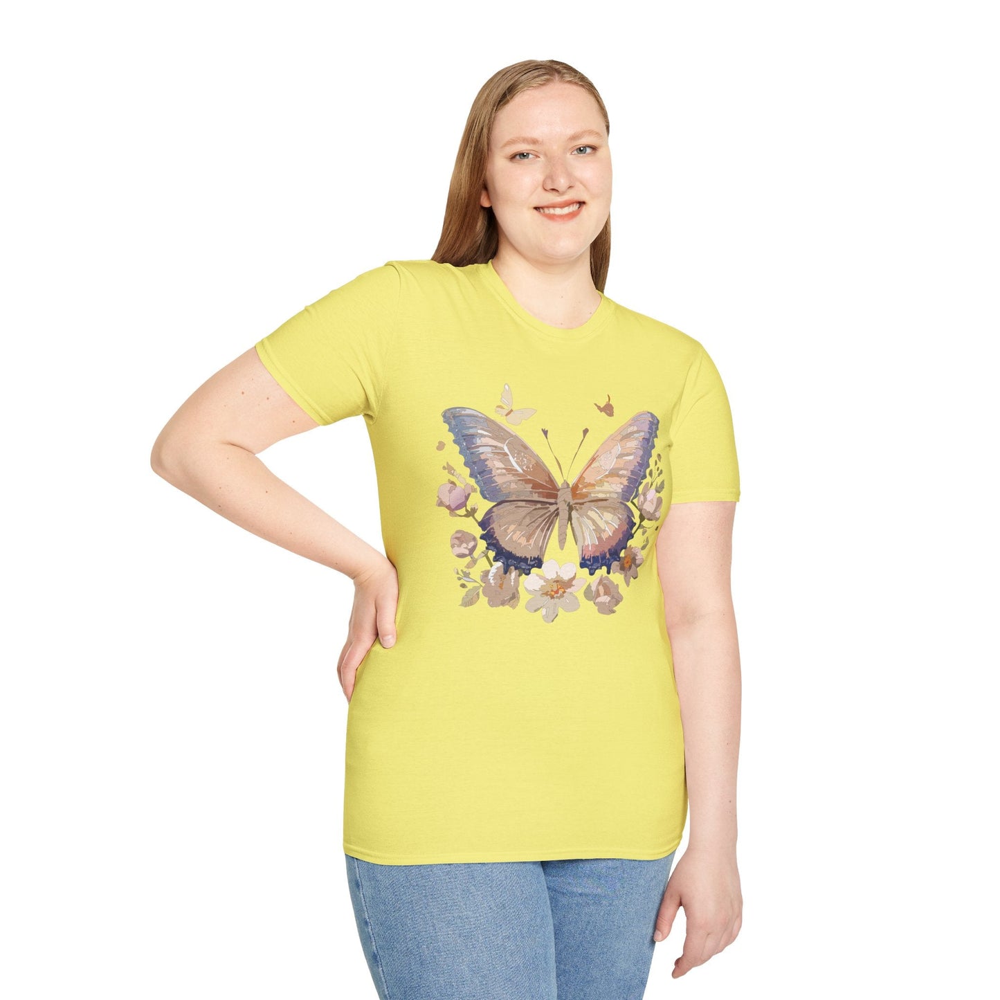 Butterfly T Shirt Unisex Softstyle Monarch Design 100 Percent Cotton Tee For Everyday Comfort