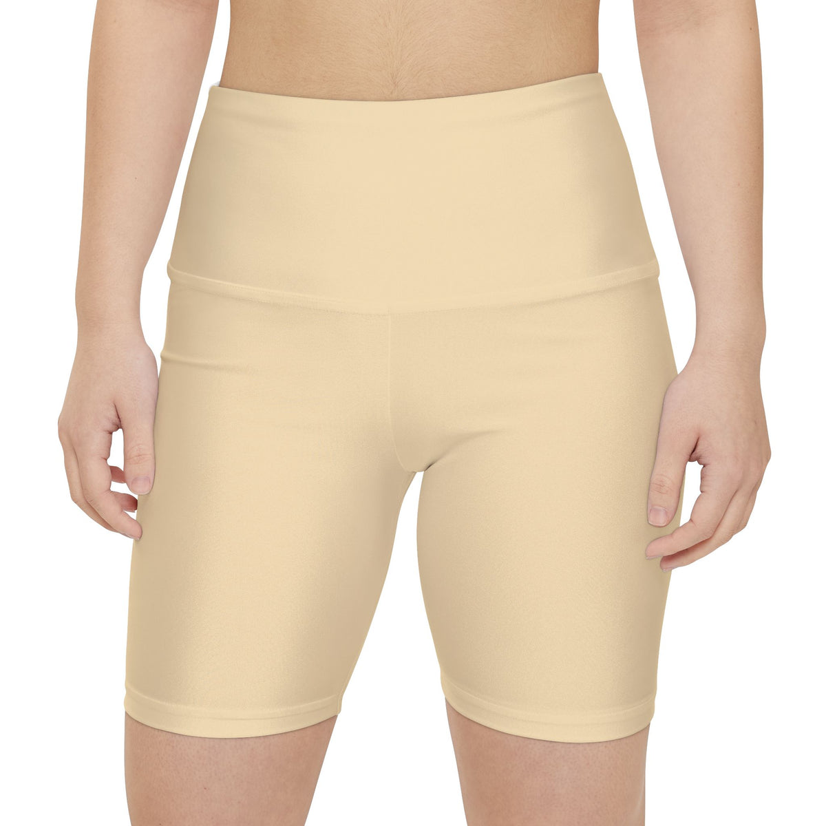 Wheat Tan Beige High-Waist Workout Bike Shorts — Women's Activewear