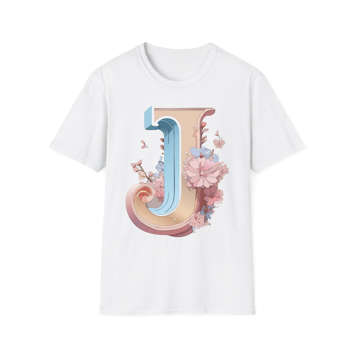 Floral Letter J T-Shirt | Botanical Monogram Tee