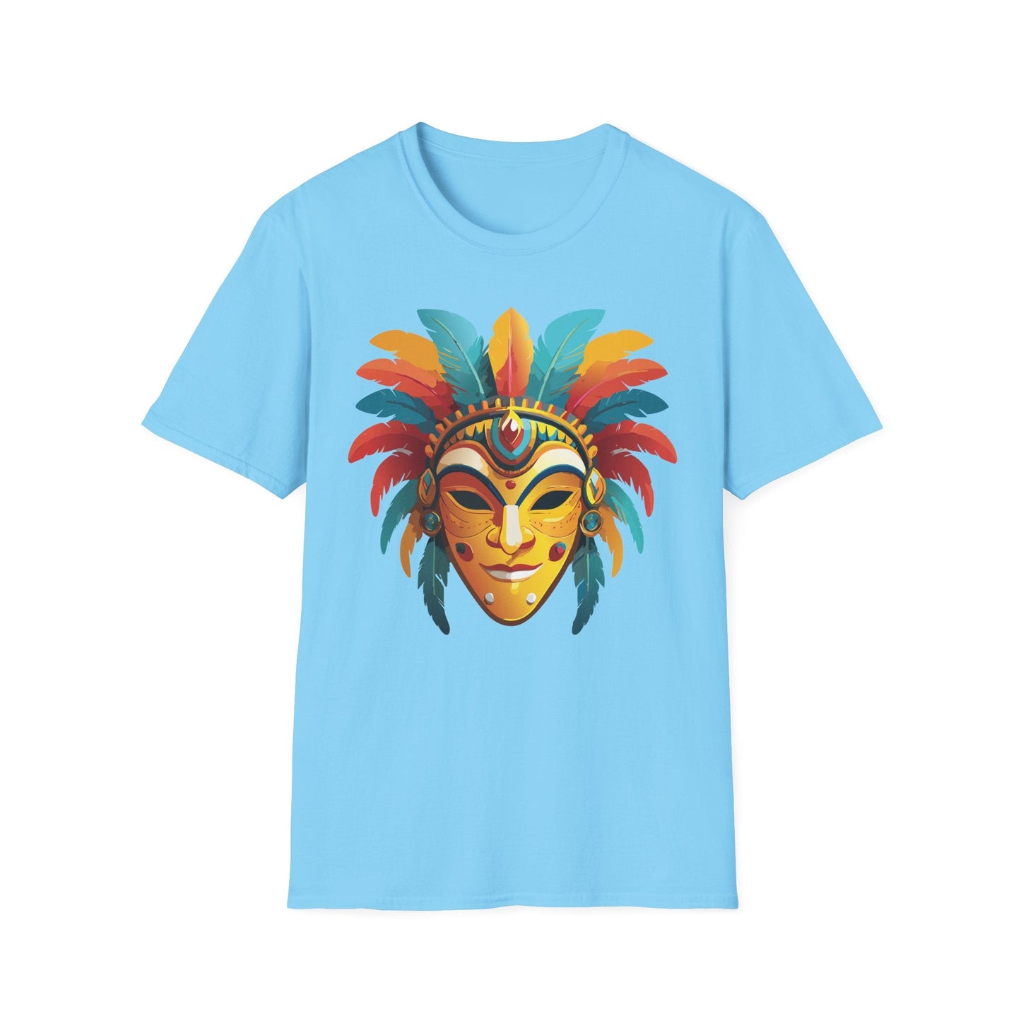 Mask Tee Shirt Unisex Masquerade Design Gildan Softstyle 100 Percent Cotton Tee for Everyday Comfort