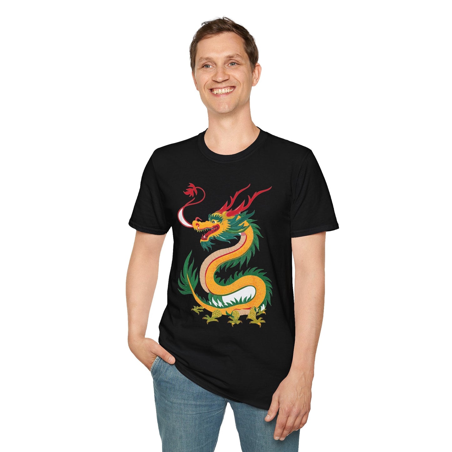 Dragon Graphic Unisex Cotton Softstyle Art Design Tee With Animals 7