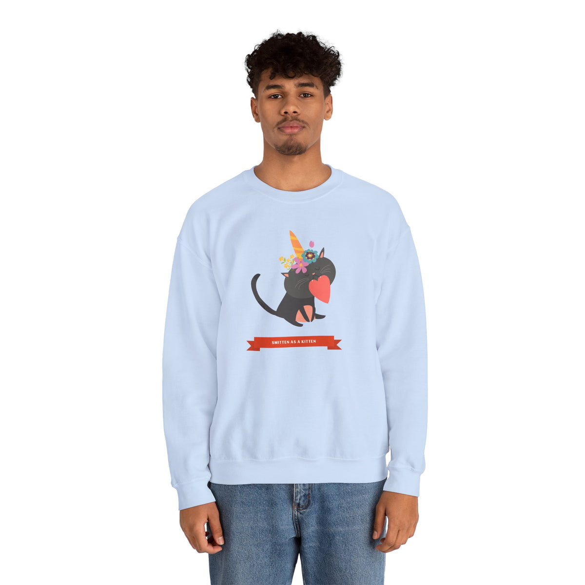 Cat Graphic Valentine's Day Sweatshirt Unisex 50/50 Cotton-Poly Animal Sweatshirt w06