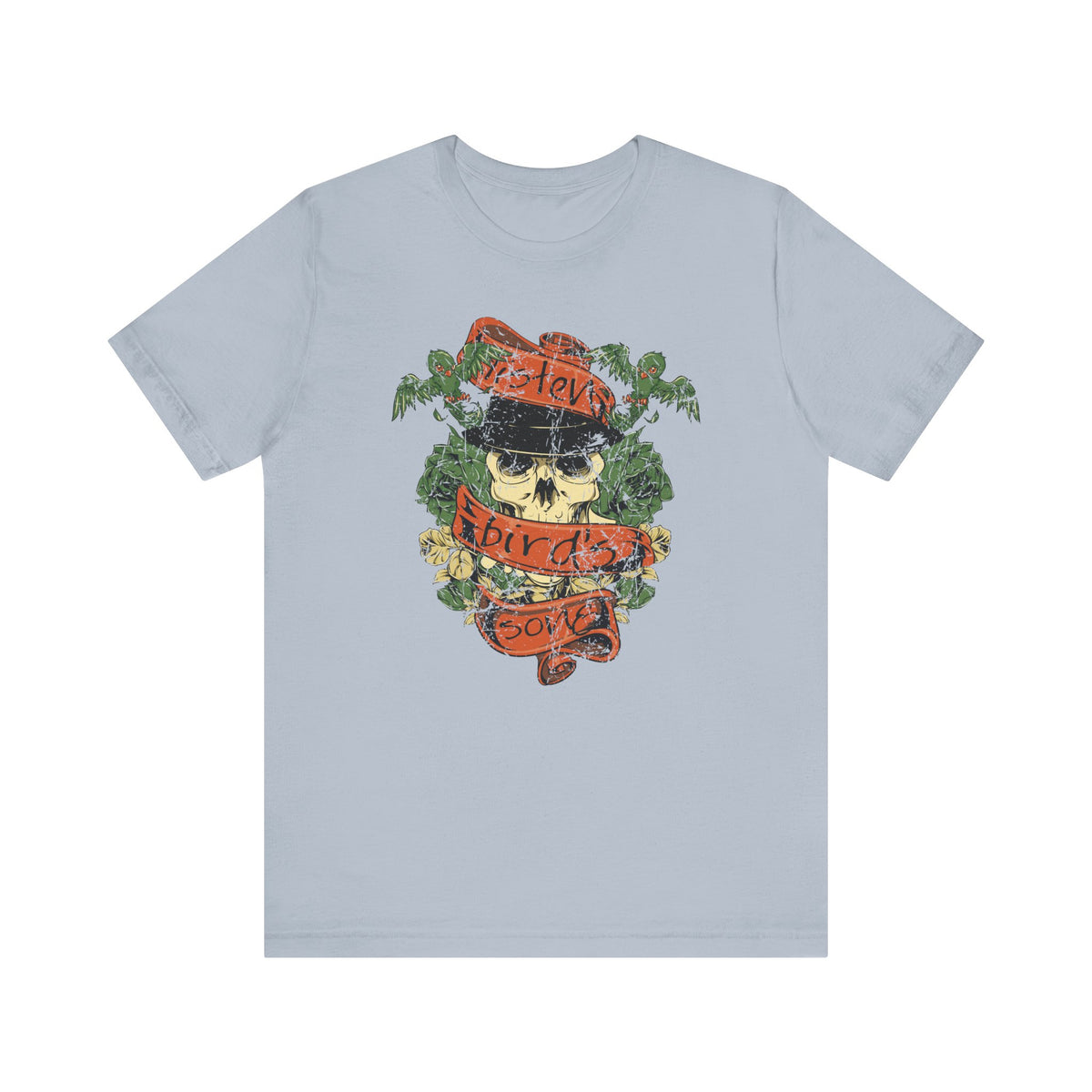 Skull with Bandana Tee Floral Vines Tattoo Style Graphic Unisex Cotton Shirt Art-38