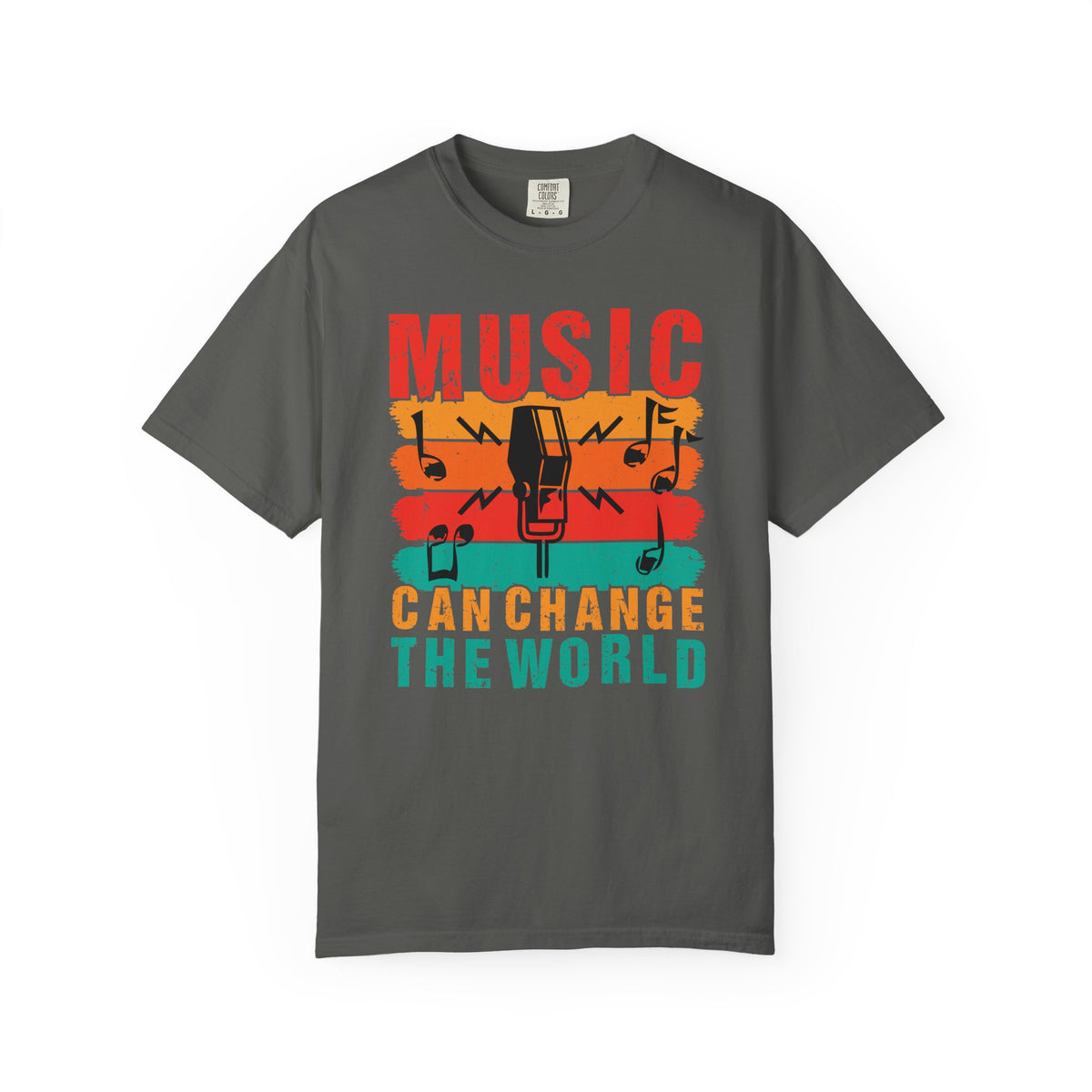 Music Can Change the World T-shirt Retro Microphone Music Notes Unisex Cotton Tee 089