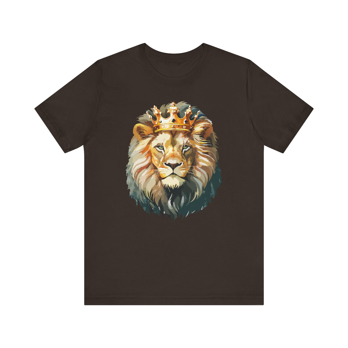 Lion with Crown Tee Unisex Cotton T-Shirt Regal King Lion Illustration, Wildlife Graphic Shirt - 1