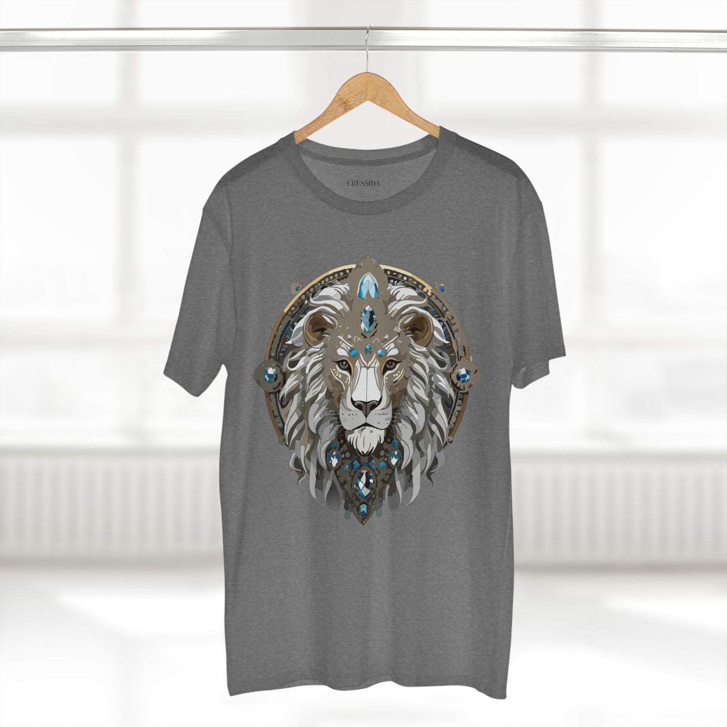 Lion Graphic Unisex 100 Cotton Tee With Unique Animal Golden Medallion Art Design 56