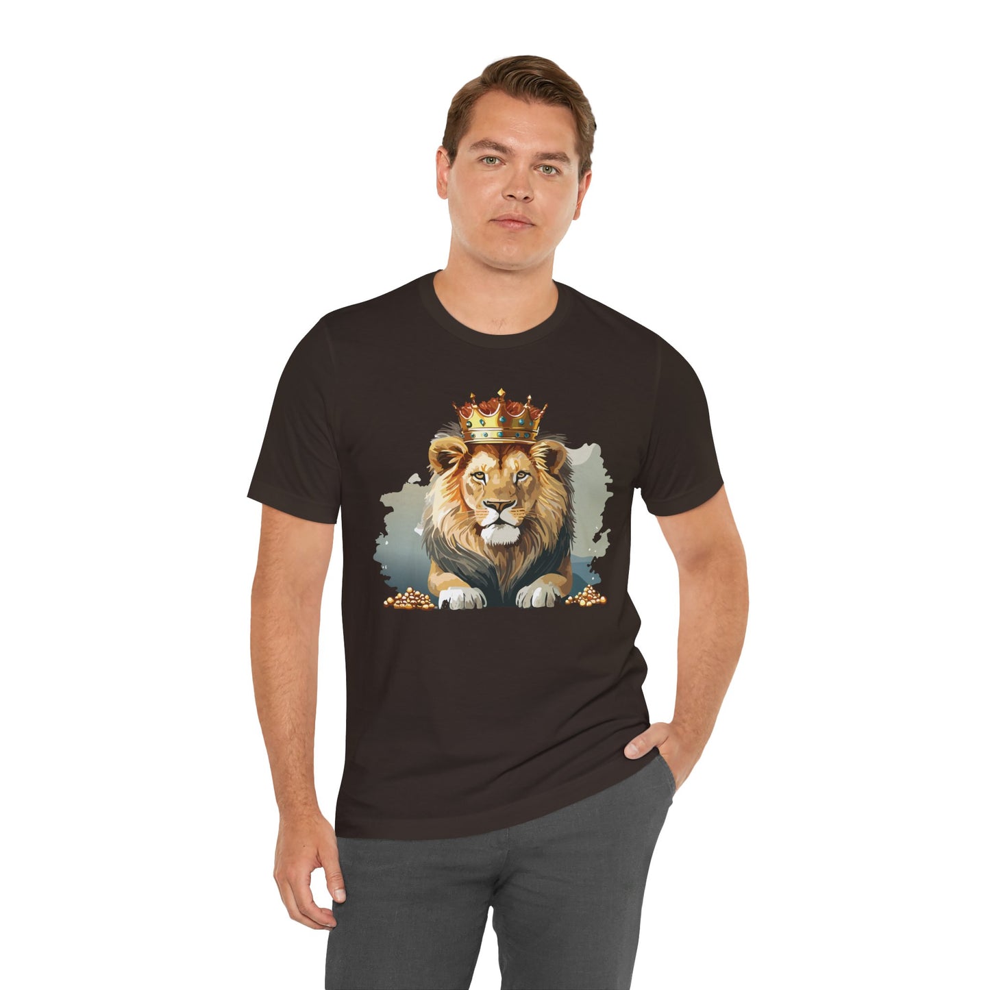 Majestic Lion Crown T-shirt, Animal Shirt, Lion Tee, Unisex Top, Birthday Gift, Shirt with Animal design