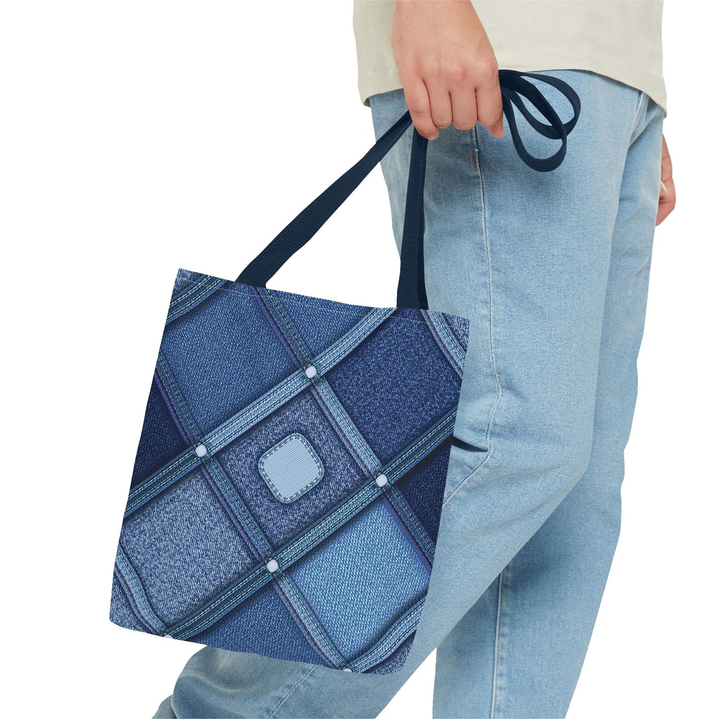 Denim Fabric Imitation Print Unisex Canvas Bag Poly Spun 3 Sizes Tote Bag 102